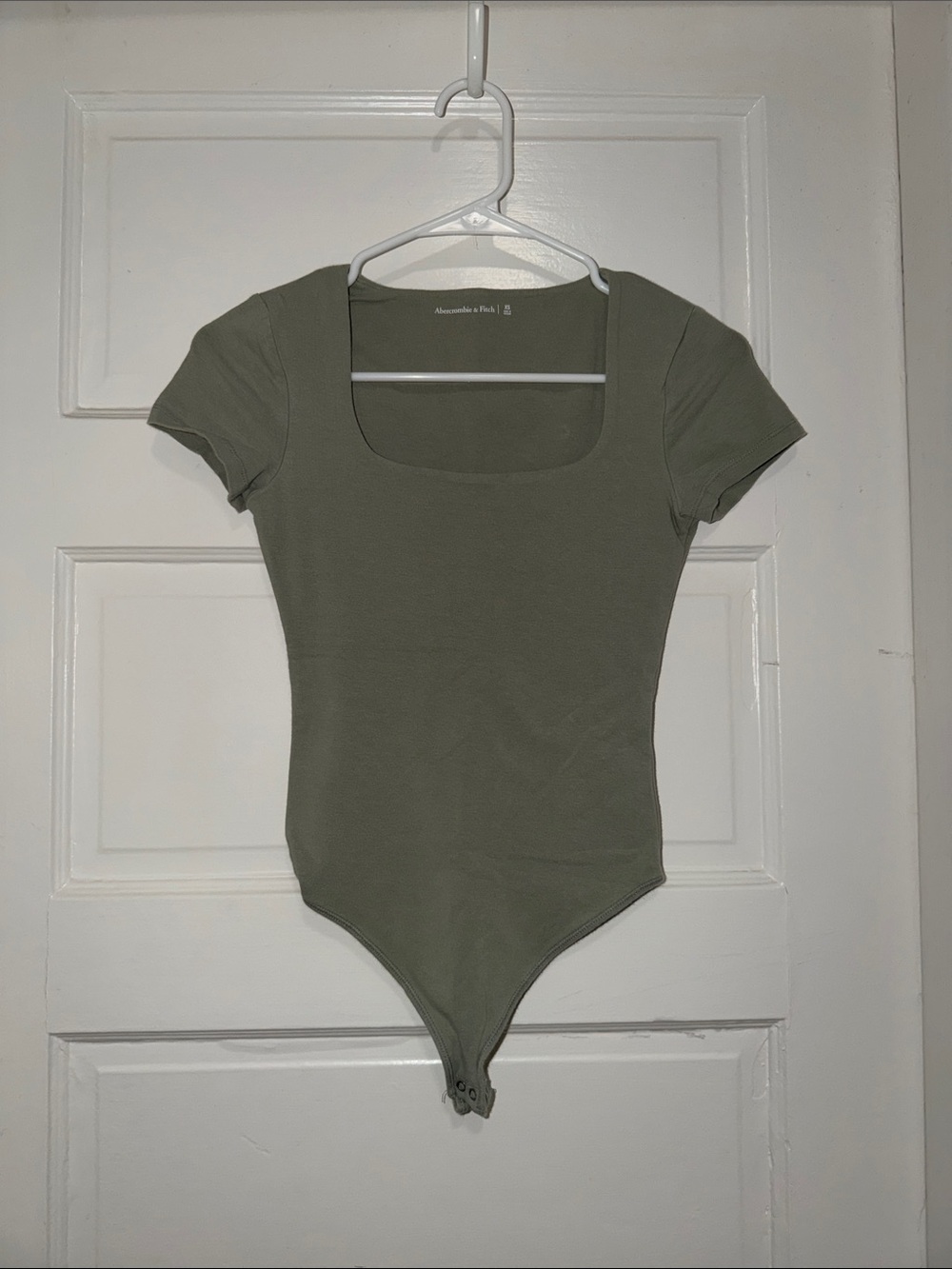 Abercrombie & Fitch Olive Square Neck Short Sleeve Bodysuit